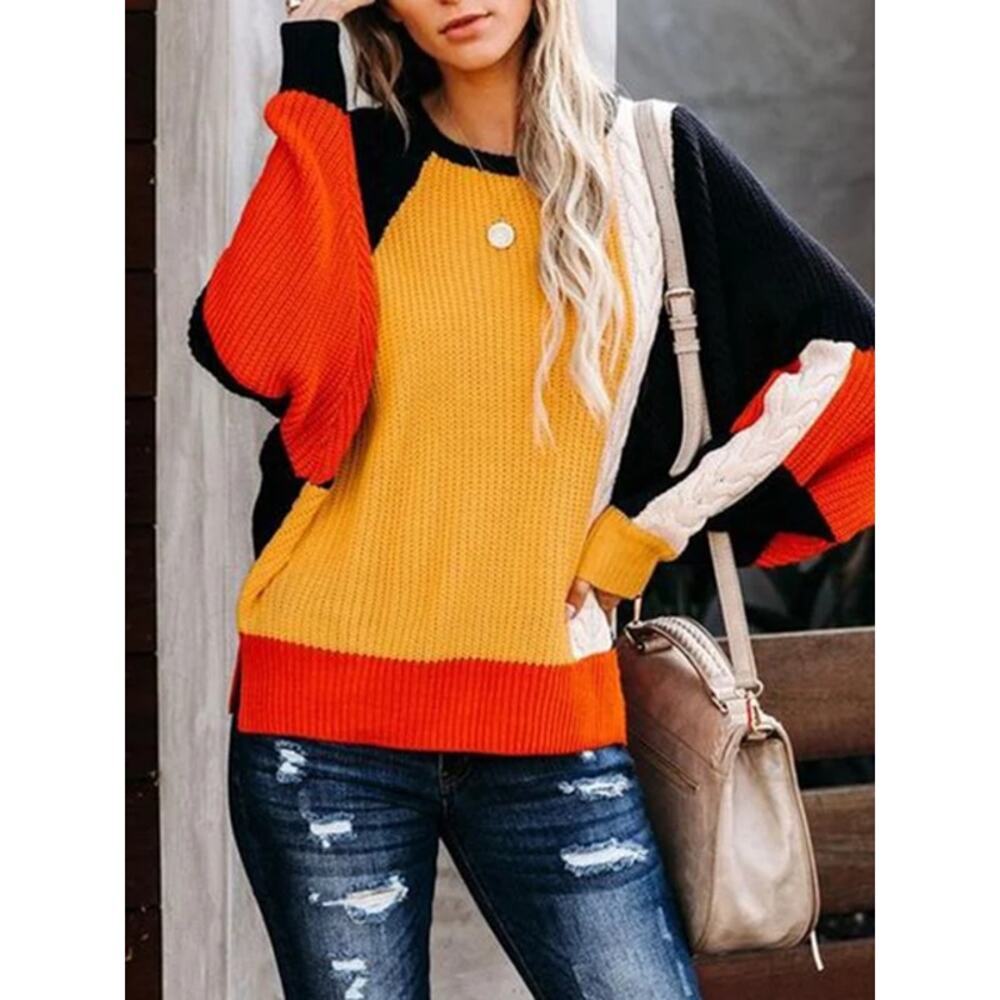 Sincerely Jules Mixed Stitch Colorblock Sweater Size L NWOT